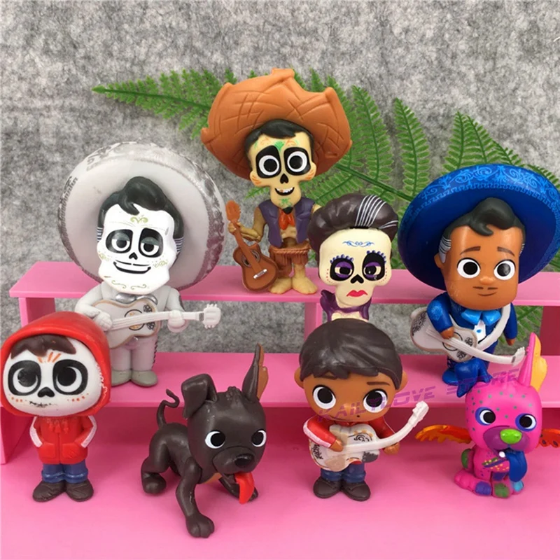 

new 8pcs/lot Movie Coco Pixar Miguel Riveras 5-9cm Characters Figure Toys Collectors Miguel Ernesto de la Cruz Hector party Toy