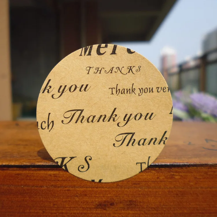 

120Pcs Thank You very Much Circle Cake Packaging Sealing Label Kraft Sticker Baking DIY Work Gift Box Round Stickers M1213
