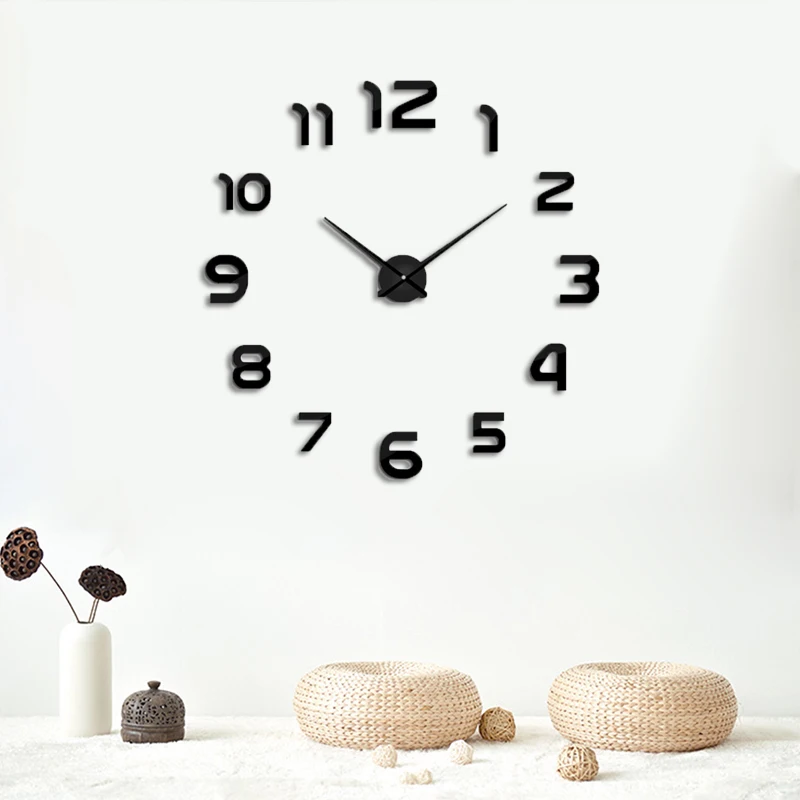

muhsein 3d real big wall clock rushed mirror wall sticker diy living room home decor fashion watches arrival Quartz wall clocks