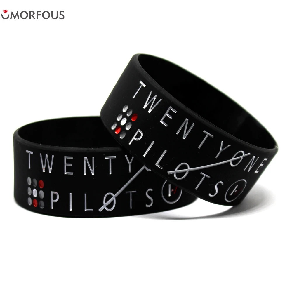 1PC Retail 1" Wide Band Twenty One Pilots Silicon Wristband Bracelet for Music Fans Promotion Gift