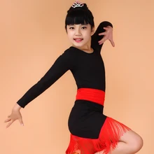 Девочки; дети одежда с длинным рукавом Костюмы для латиноамериканских танцев платье Samba танцевальные костюмы танго платье для танцев Детская Кисточки из бахромы шоу на сцене Костюмы для латиноамериканских танцев румба костюм