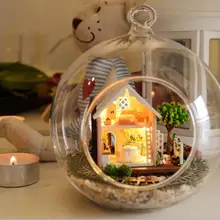DIY кукольный домик ручной работы деревянная мебель украшения игрушки стеклянный Миниатюрный Кукольный дом деревянная игрушка для детей Pandora сад