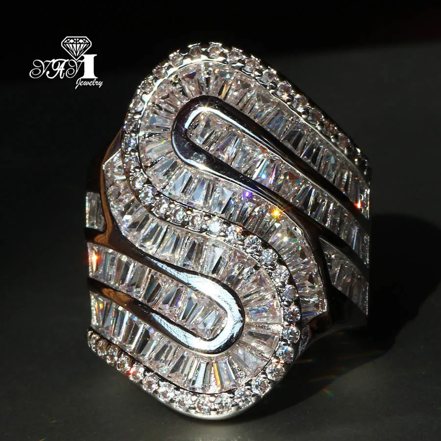 

YaYI Jewelry Fashion Princess Cut 7.8 CT White Zircon Silver Color Engagement Rings wedding Heart Rings Party Rings