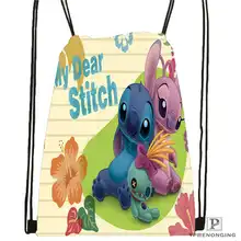 Custom Lilo-Stitch-Happy Drawstring Backpack Bag Cute Daypack Kids Satchel (Black Back) 31x40cm#180612-02-3
