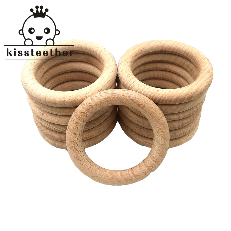 

Beech Wooden Ring Teether Nature Organic (68mm) Baby Teething Toy Accessories Wood Ring For Bracelet Eco-friendly Wood Teether