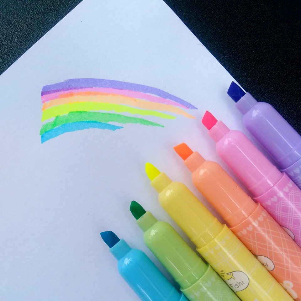 Cute writing highlighter 6colors /set , Gel Highlighters Marking pen