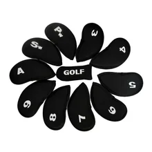New Arrival 10Pcs Golf Club Iron Putter Head Cover HeadCovers Protect Set Neoprene Black for Your Sport