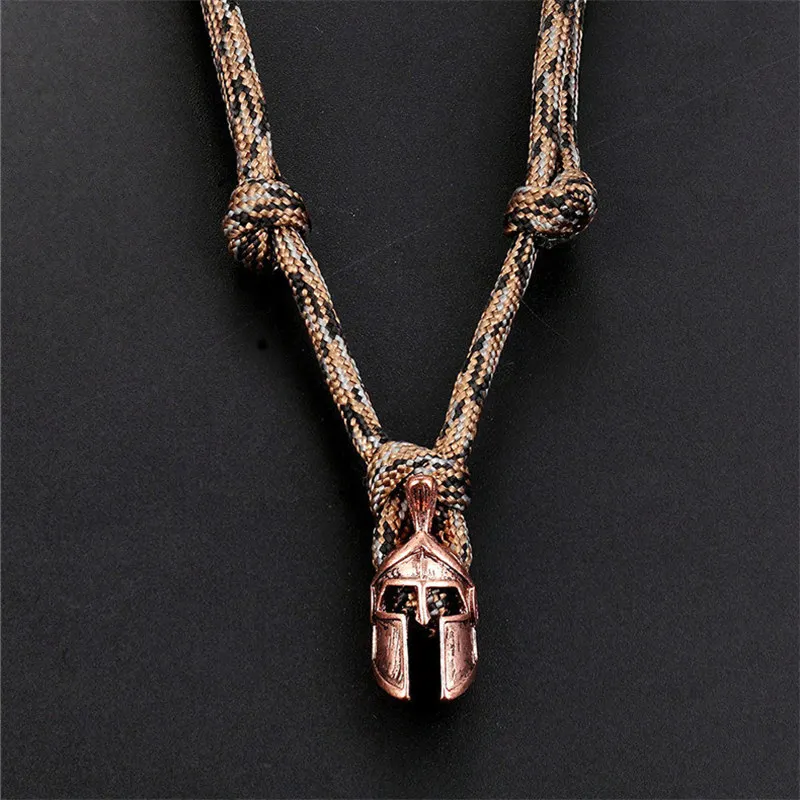 Мужское ожерелье для выживания на открытом воздухе, Спартанский шлем Парашютная веревка, ожерелье Pulseira, роскошное ожерелье ручной работы с веревочкой, ретро женские ювелирные изделия