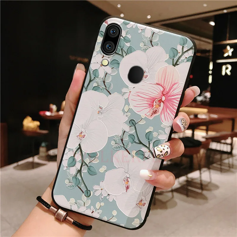 Силиконовый чехол с 3D цветком для huawei Y7 Y6 Pro Y9 P Smart P20 30 Lite Pro P9 Lite P10 для Honor 9 Lite 10 8X