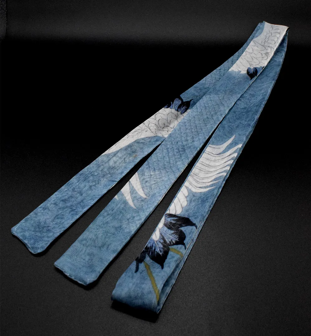 high quality Chiffon Antique hanfu cos hair band costume studio cranes printing hair rope hair restoring ancient ways - Цвет: The blue crane