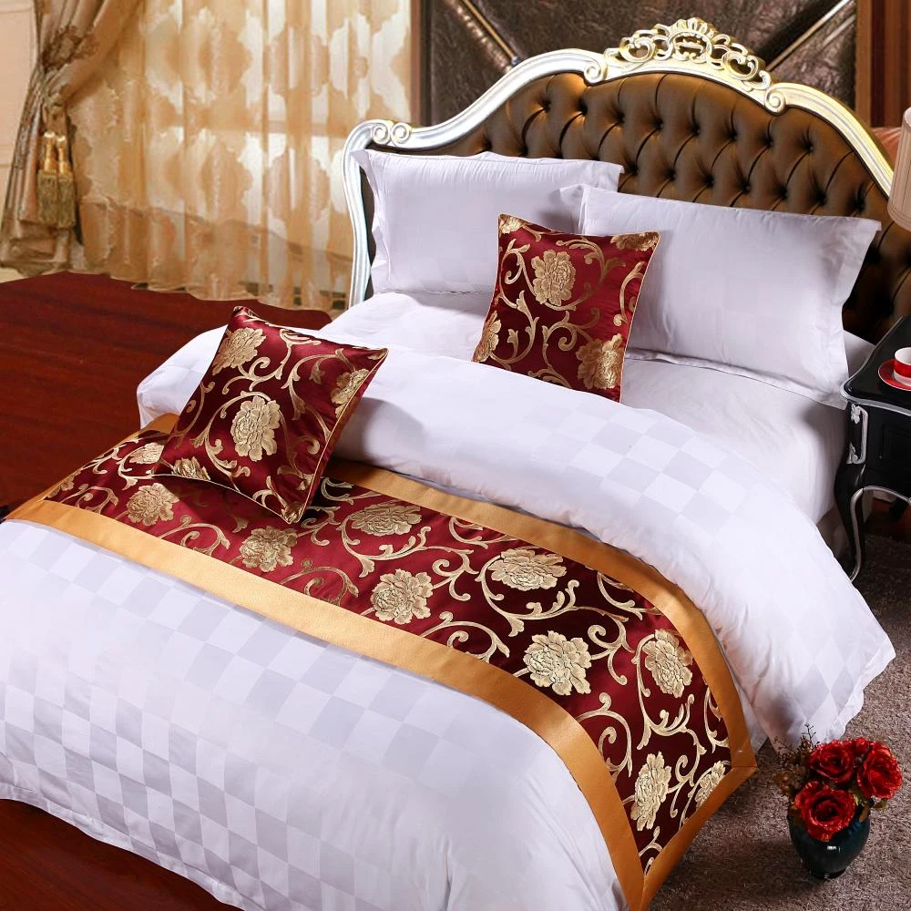 yazi Peony Flower Double Layer Bed Runner Scarf Home Hotel Wedding