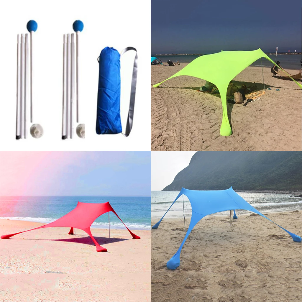 Portable Canopy Sunshade UV Protection Camping Beach Tent with Sand Anchors, 210x210x160cm