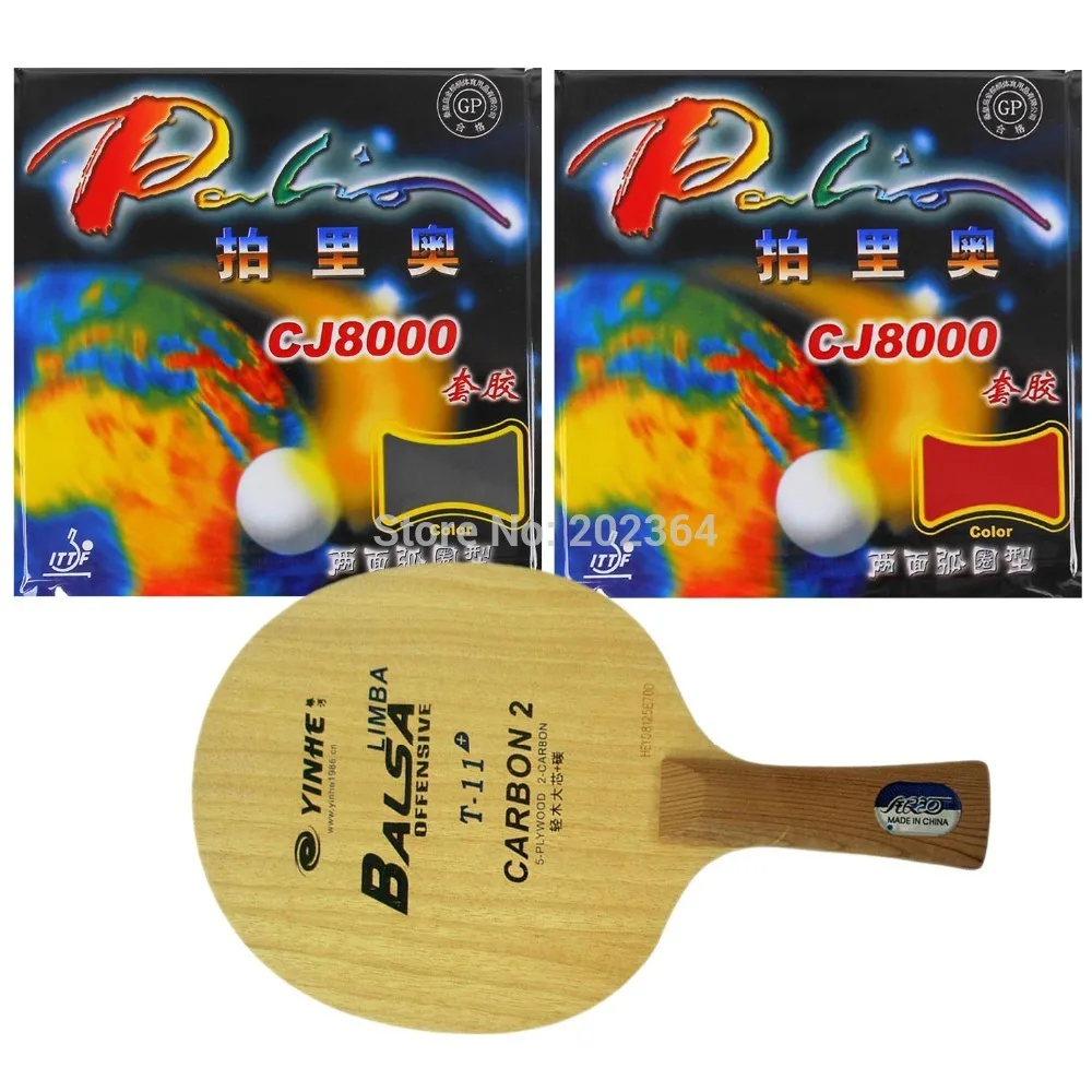 

Galaxy YINHE T-11+ Table Tennis Blade with 2x Palio CJ8000 (2-Side Loop) Rubber With Sponge for PingPong Racket FL