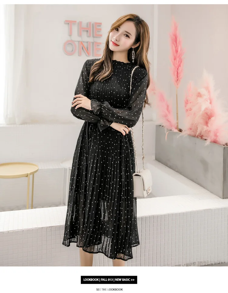 Black Vintage ClotheS Spring Lady Long Chiffon Dress 2019 New Korean ...