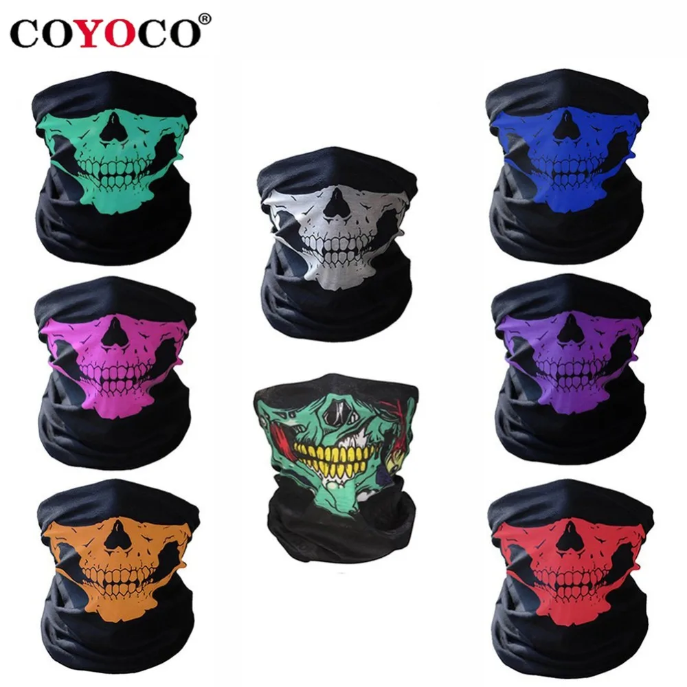 

Motorcycle Half Face Mask 2018 Halloween Bicycle Ski Skull Ghost Face Mask Ghost Scarf Multi Use Neck Warmer Balaclavas Scarf