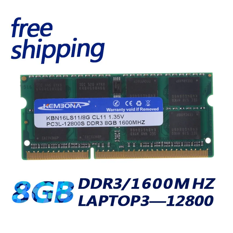 KEMBONA DDR3 Ram 1600 МГц 8 Гб 1,35 в PC3L для ноутбуков/ноутбуков Sodimm Memoria Совместимость с 1333 МГц 1066 МГц Поддержка двухканального