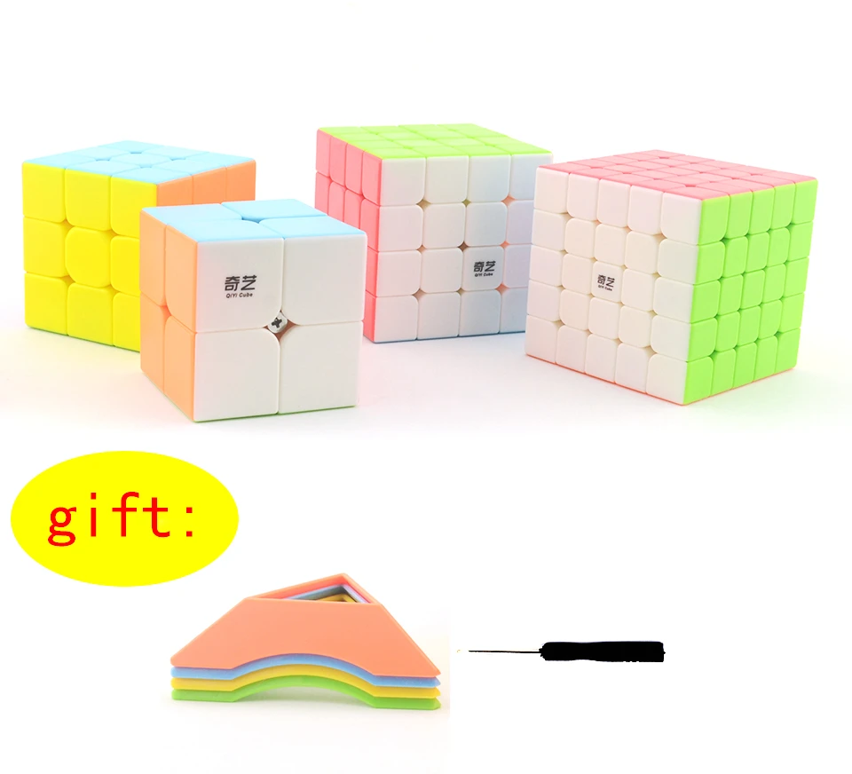 QiYi 3 шт./компл. 2x2x2 3x3x3 4x4x4 5x5x5 Stickerless гладкой Волшебные кубики конкурс Скорость головоломка Cubo Magico Rubiksed Cube классная игрушка