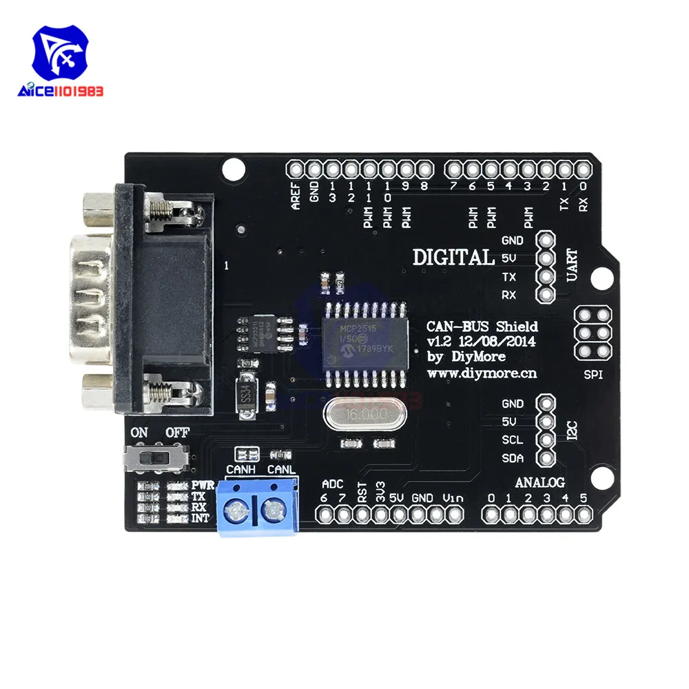 MCP2515 EF02037 CAN шина Щит SPI 9 контактов Стандартный Sub-D Плата расширения Модуль DC 5-12 В для Arduino