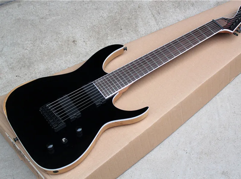 

8-String Fixed Bridge Electric Guitar with Glossy Black Finish,24 Frets and Mahogany Neck,Offer Customized
