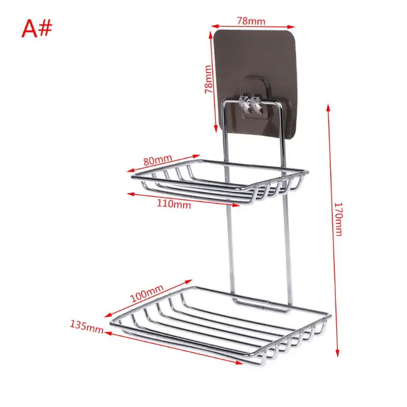 Настенный мыльница держатель клей всасывания товар Полка двойной слой для ванной комнаты - Цвет: A