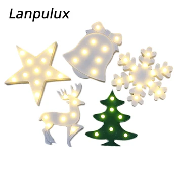 

Lanpulux Christmas Decoration Night Light 3D tar Tree Snowflake Reindeer Bell Shape Light Fixtures Bedside Lamp Children's Gift