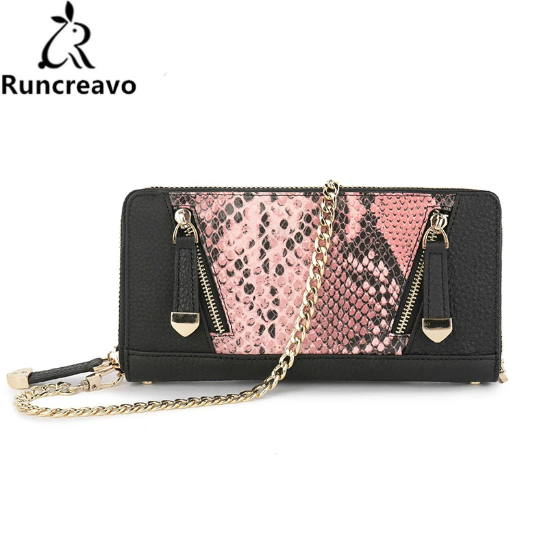 

Genuine Leather Ma'am Wallet High Quality Snake Cowhide Long Fund Fashion Package Zipper Women's Hand Take Package