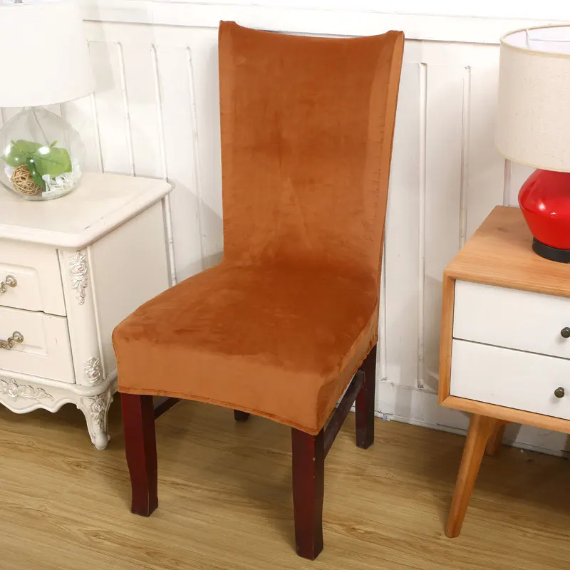 Одноцветный современный красный плюшевый стул с обивкой, чехлы из бархата для столовой, толстые Чехлы для свадьбы, офиса, банкета, dust-proof43 - Цвет: color 8