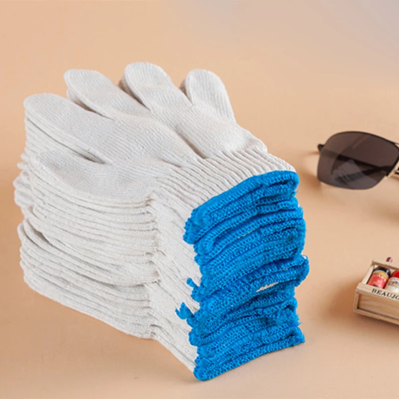 12 пар/лот, белые, хлопок, церемониальные перчатки для водителей, перчатки из пряжи для защиты труда, перчатки с нитками для водителя, перчатки для ремонта автомобиля