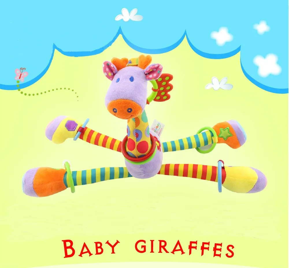 Новый 37 см Прорезыватель Жираф игрушечные лошадки Лидер продаж спираль детская кровать коляска висит прорезывания зубов игрушки детские