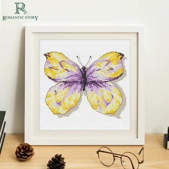 

Romantic Story Animal Butterfly Pattern Needlework Cross Stitch Set by Starter Kits Beginners Cross-Stitching Kits Embroidery