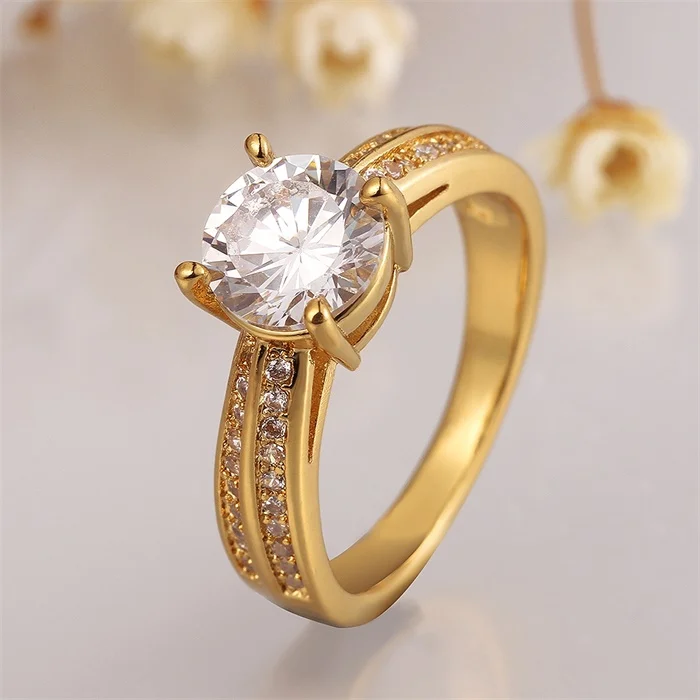 YHAMNI New Fashion Real 24K Yellow Gold Filled Engagement Ring Arrows 2 Carat CZ Diamant Zircon Wedding Rings For Women YH548
