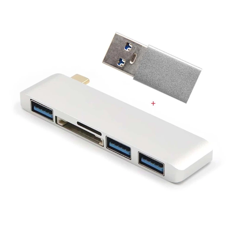1 Set USB+Type C To USB Hub SD TF Card Reader For Chromebook MacBook Lenovo Acer HP New