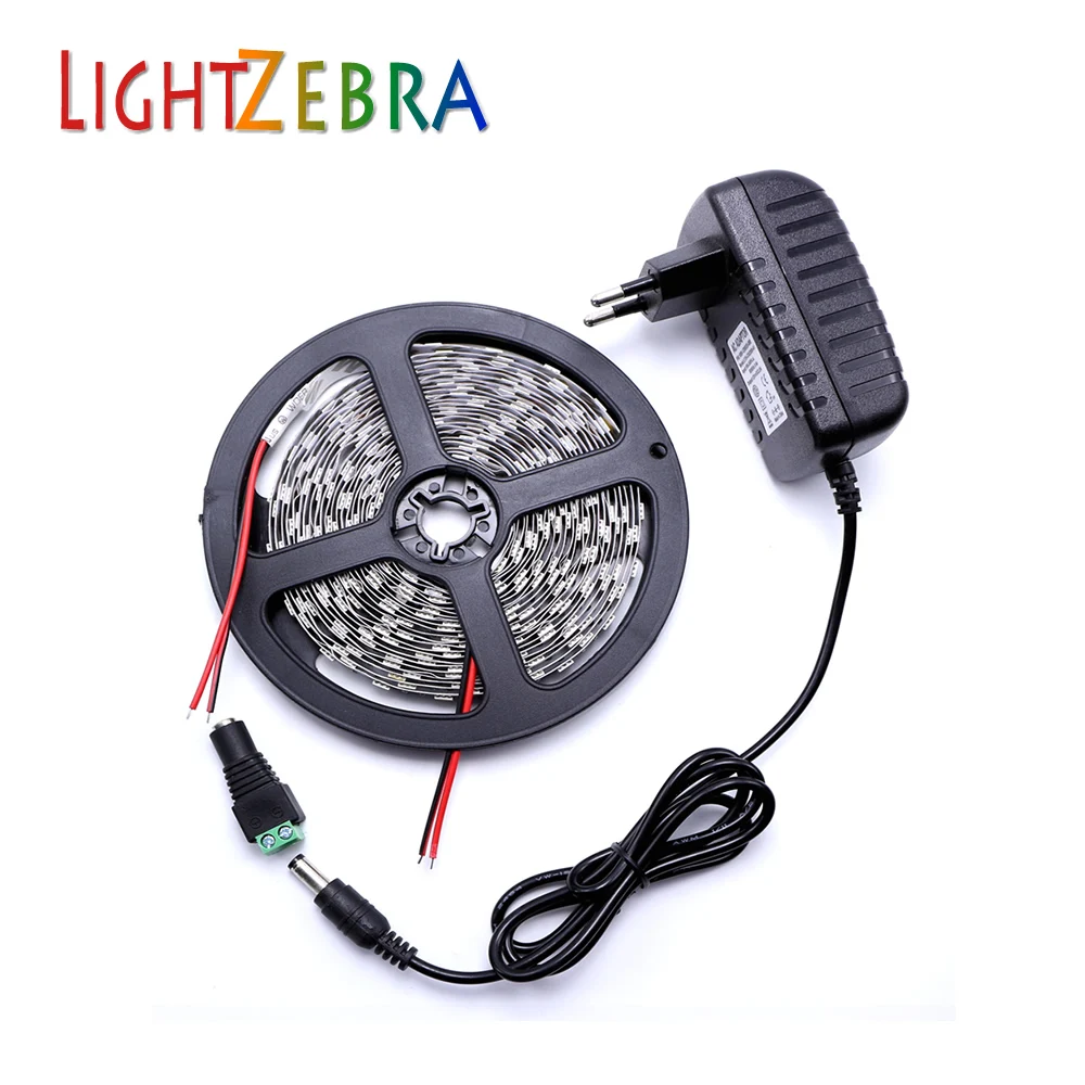 СВЕТОДИОДНАЯ лента SMD 5050 5 м одноцветная Гибкая Диодная 2A DC12V адаптер питания