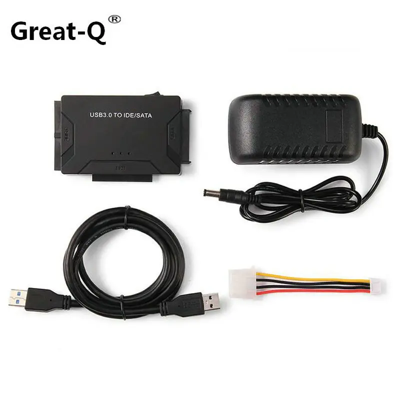 

Great-Q USB IDE SATA Hard Drive SATA to USB 3.0 DATA Converter for 2.5/3.5/5.25 Optical Drive HDD SSD with US UK EU adapter