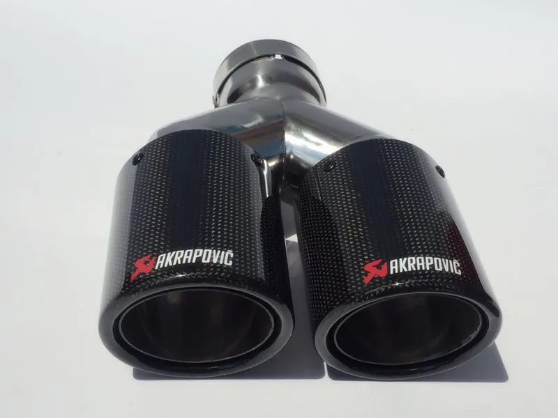 Автостайлинг Akrapovic, глянцевая углеродная выхлопная труба с двойными наконечниками, универсальный, AK, глянцевая углеродная двойная Концевая труба, глушитель, трубы