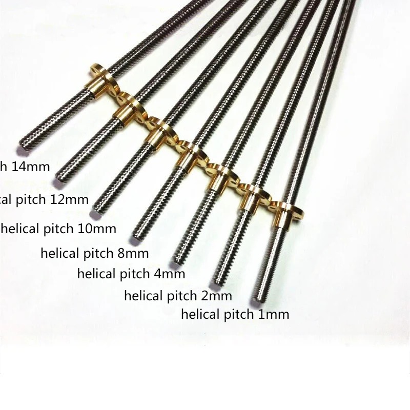 Ochoos Lead Screw T8 150mm Linear Guide 3D Printers Parts helical Pitch 2mm 4mm 8mm 10mm 12mm Trapezoidal Screws with nut Color: helical Pitch 1mm Ochoos Lead Screw T8 150mm Linear Guide 3D Printers Parts helical Pitch 2mm 4mm 8mm 10mm 12mm Trapezoidal Screws with nut Color: helical Pitch 1mm