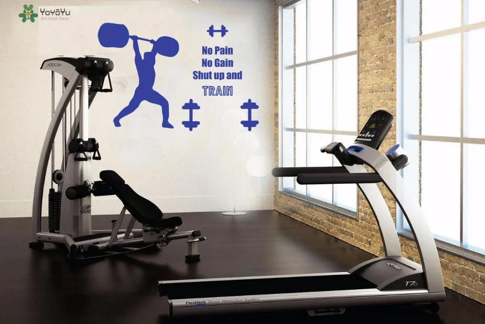 

YOYOYU Wall Decal Quotes No Pain No Gain Vinyl GYM Wall Stickers Sports Interior Window Decals Art Mural Man Modern Decor SY584