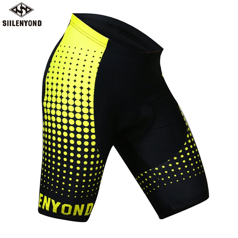 Flour YellowShorts SIILENYOND летние велотрусы Coolmax 5D мягкие мужские велотрусы велосипедный велотренажер шорты для езды - Цвет: Flour YellowShorts
