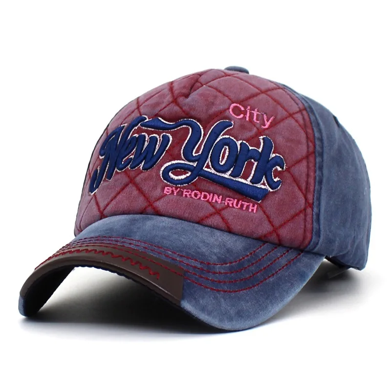Промывают 100% хлопок Бейсбол Кепки шапка для Для мужчин Для женщин Винтаж папа Шапки Нью-Йорк Вышивка Письмо Snapback Кепки открытый