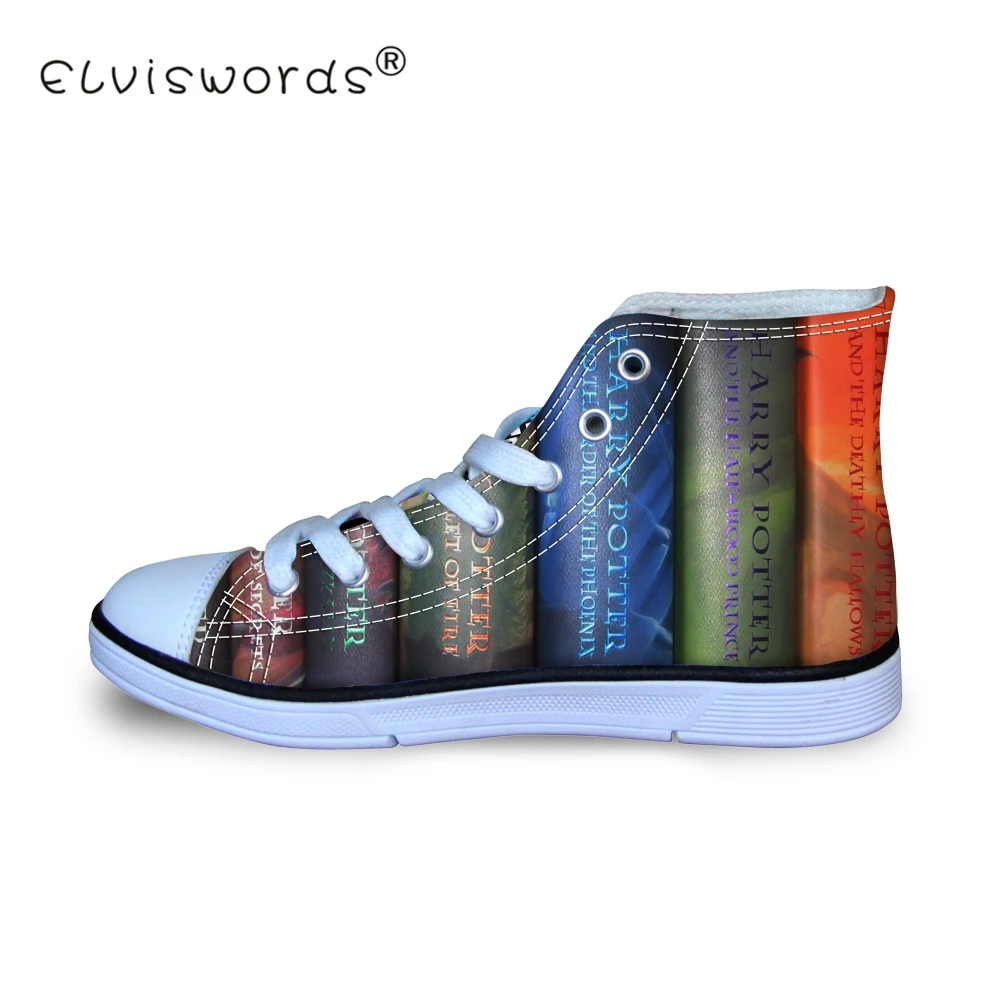 

ELIVSWORDS Women Vulcanized Shoes Harry Potter Book Print Sneakers Girls High Top Canvas Shoes 3D Comfortable Flats Dropshipping