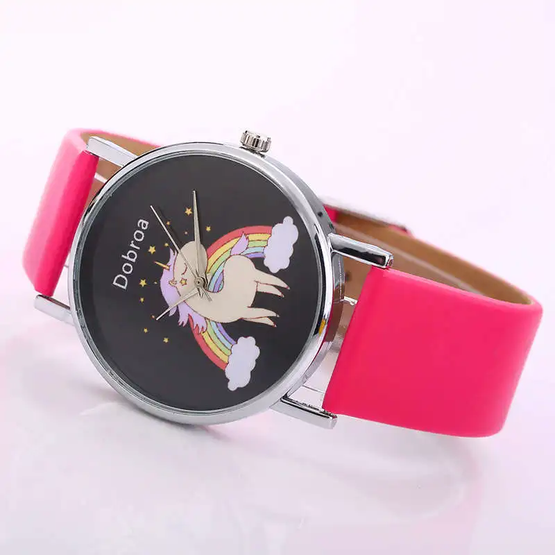 Relojes para Mujer 2018 повседневное и модные женские часы Радуга Единорог кварцевые