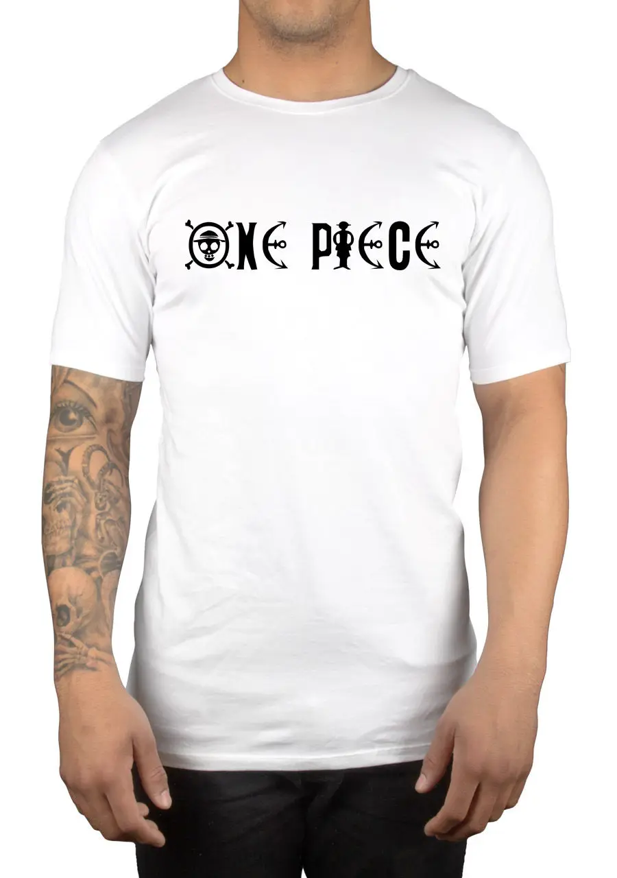 One Piece Plain Logo Graphic T-Shirt Luffy Straw Hat Manga Japan Anime Pirates 100% cotton tee shirt tops wholesale | Мужская одежда