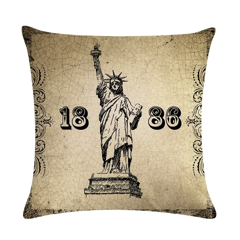 European Decorative Cushion Cover Logo Building Freedom Goddess Tower Pisa Leaning Tower Pattern Hug PillowcaseDecoration