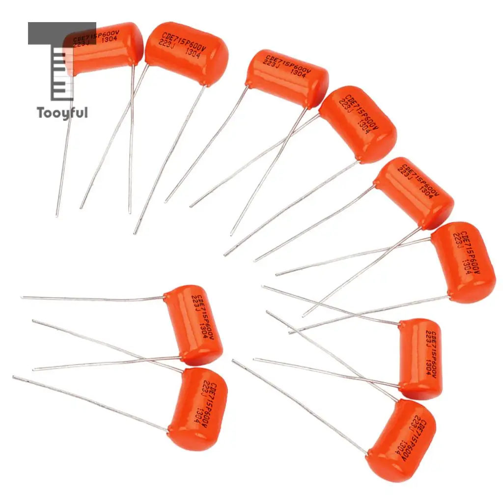 Tooyful 10 шт. профессиональная Кепка acitor гитарная тональная Кепка 0,022 мкФ 600 в электрическая гитара бас проект части и аксессуары оранжевый