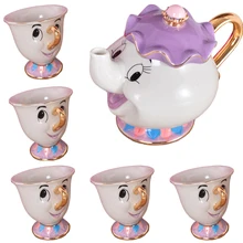 Dessin animé belle et la bête service à thé mme Potts puce tasse ensemble sucrier tasse [1 Pot + 5 tasses] cadeau de saint valentin