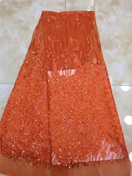

Gorgeous French net lace fabric nice tulle mesh fabric with sequins for wedding/party dress PNZ809(5yards/lot)