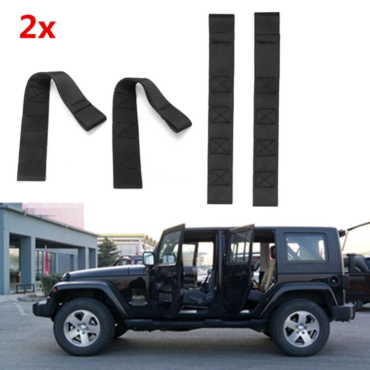 1Pair Car Adjustable Door Limiting Straps Hard Nylon web Fit for Jeep