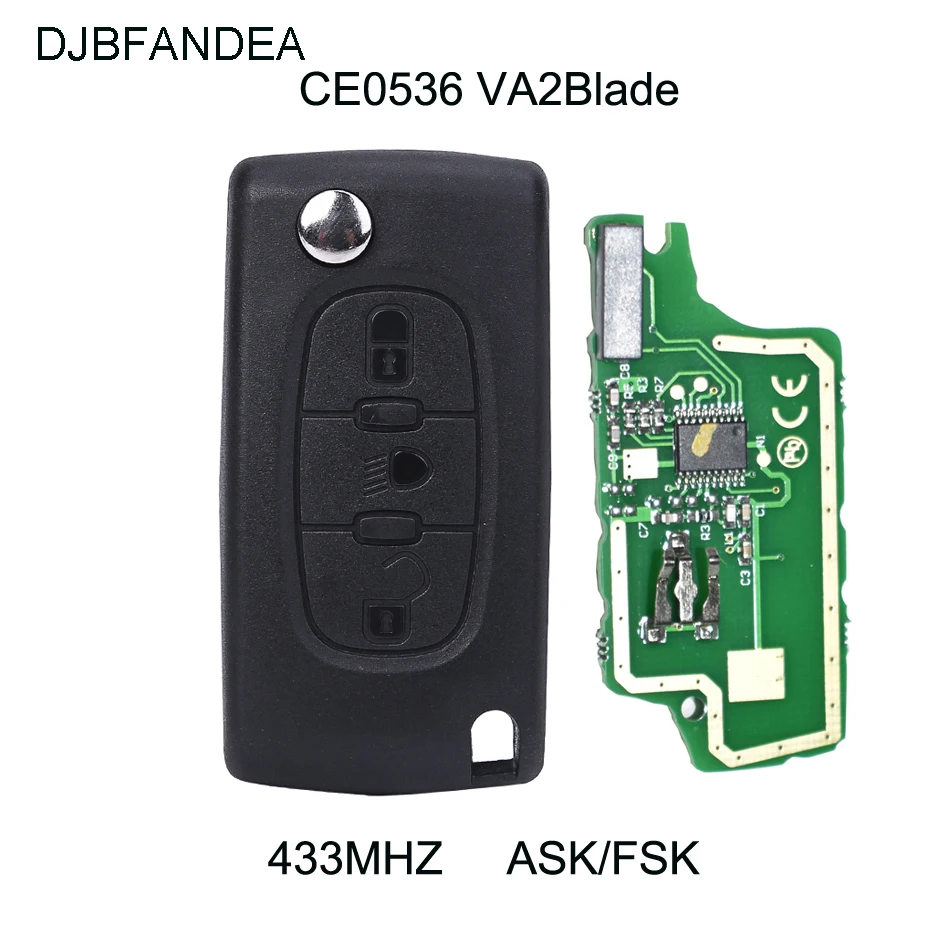 DJBFANDEA 3 кнопки дистанционный флип ключ 433 МГц для Citroen Berlingo C2 C3 C4 C5 Picasso Авто VA2 CE0536