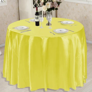 

1pcs 228cm Satin Round Tablecloth Table Cover Oilproof Table Cloth For Wedding Party Hotel Banquet Home Table Decor