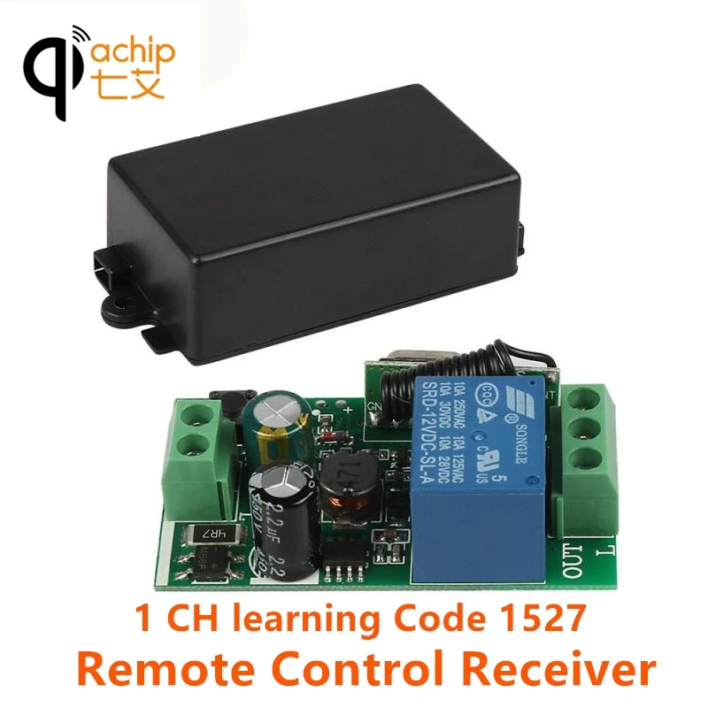 

QIACHIP 433MHz 1CH Wireless Remote Control Switch AC 110V 220V Relay Receiver For for Electric Gate Light Lamp Car Garage Door